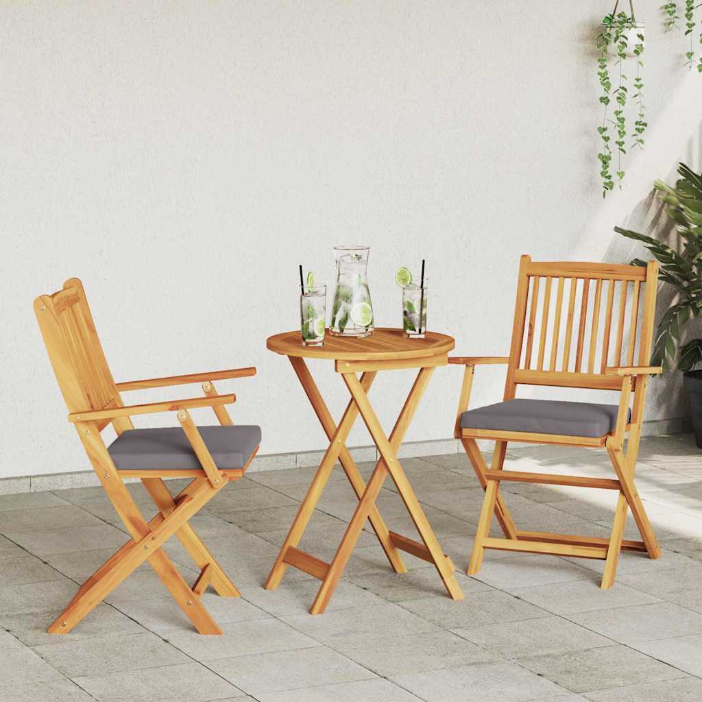 Klappstuhl 2 pcs Grau 49 x 57,5 x 92 cm Massivholz Akazie