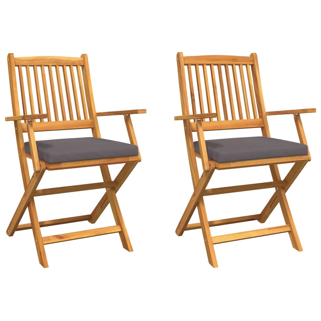 Klappstuhl 2 pcs Grau 49 x 57,5 x 92 cm Massivholz Akazie
