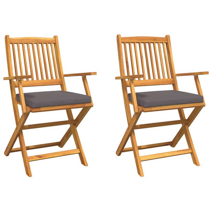 Klappstuhl 2 pcs Grau 49 x 57,5 x 92 cm Massivholz Akazie