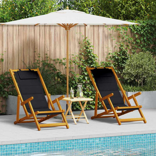 Liegestuhl 2 pcs Braun 61.5 x 123 x 82cm Massivholz Akazie