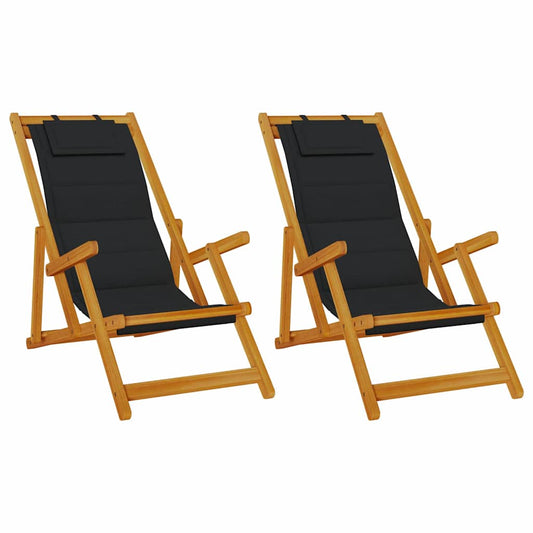 Liegestuhl 2 pcs Braun 61.5 x 123 x 82cm Massivholz Akazie