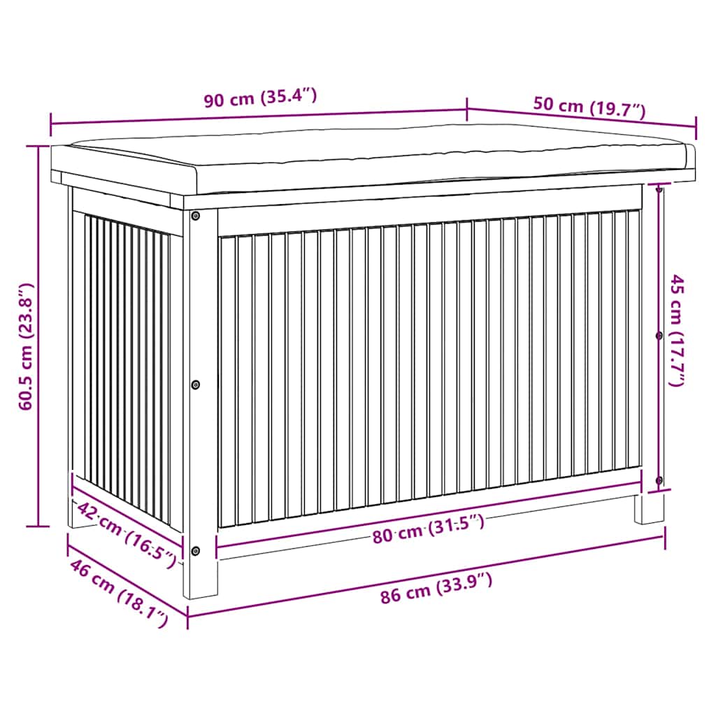 Outdoor-Kissenbox 90x50x60,5 cm Massivholz Akazie