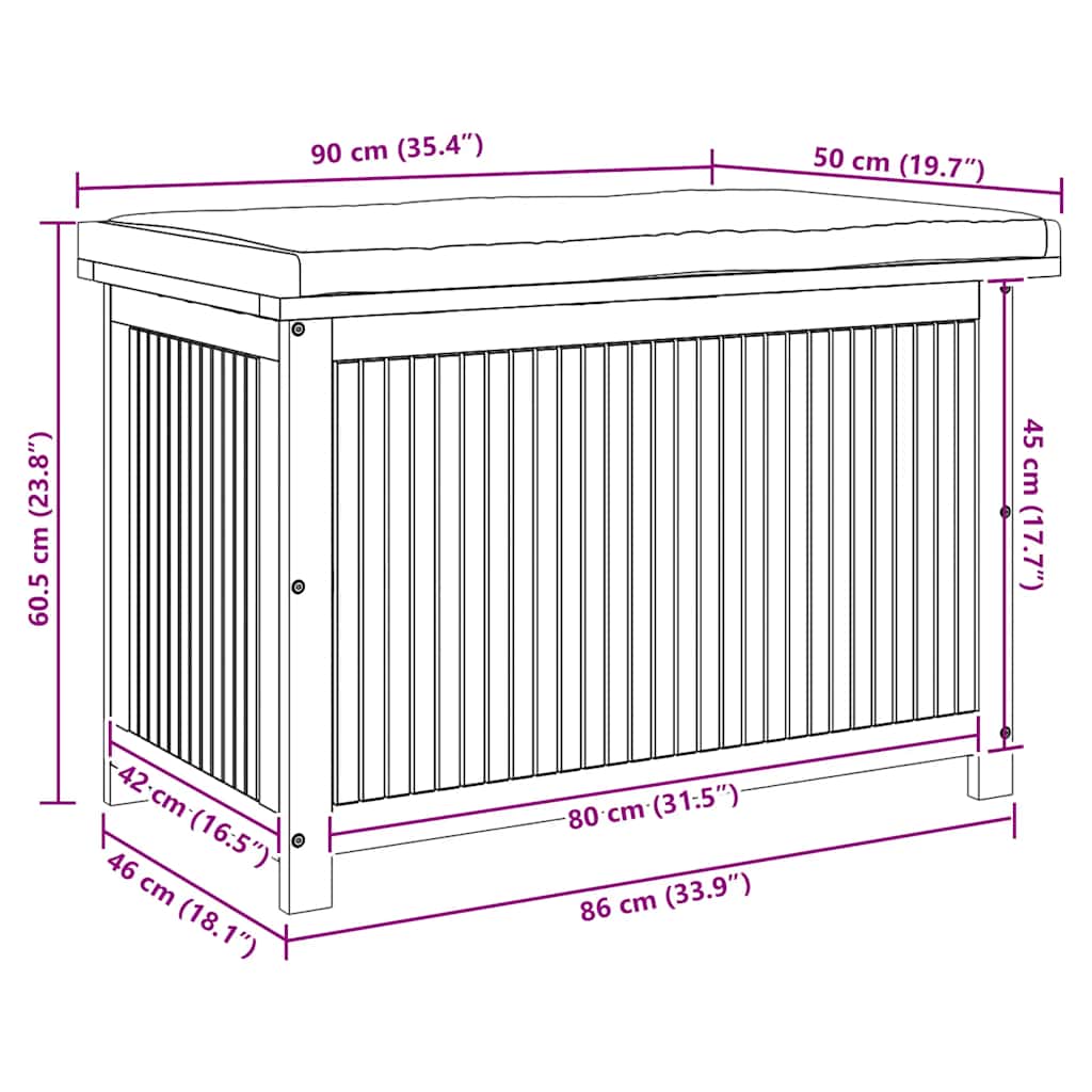Outdoor-Kissenbox 90x50x60,5 cm Massivholz Akazie
