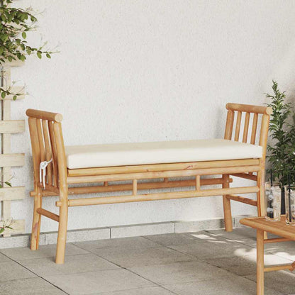 Gartenbank mit Kissen Braun 110 x 38 x 65cm Bambus