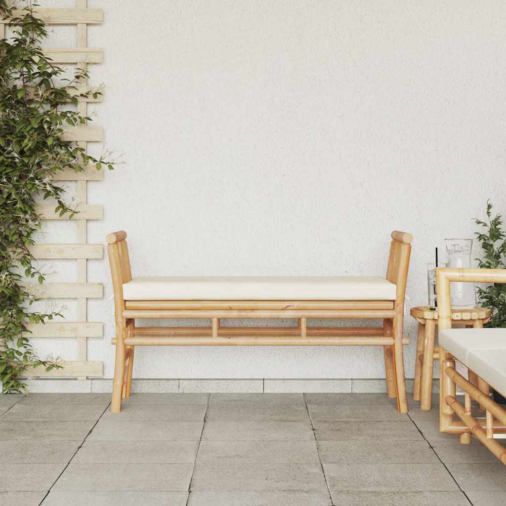 Gartenbank mit Kissen Braun 110 x 38 x 65cm Bambus