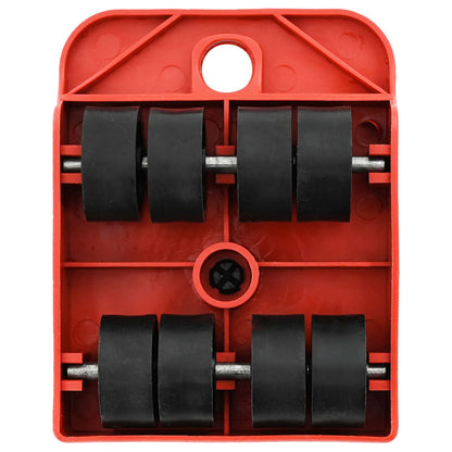 Möbelrollen 8 Stück mit Hebern Rot 9,8x7,5x3 cm 150 kg