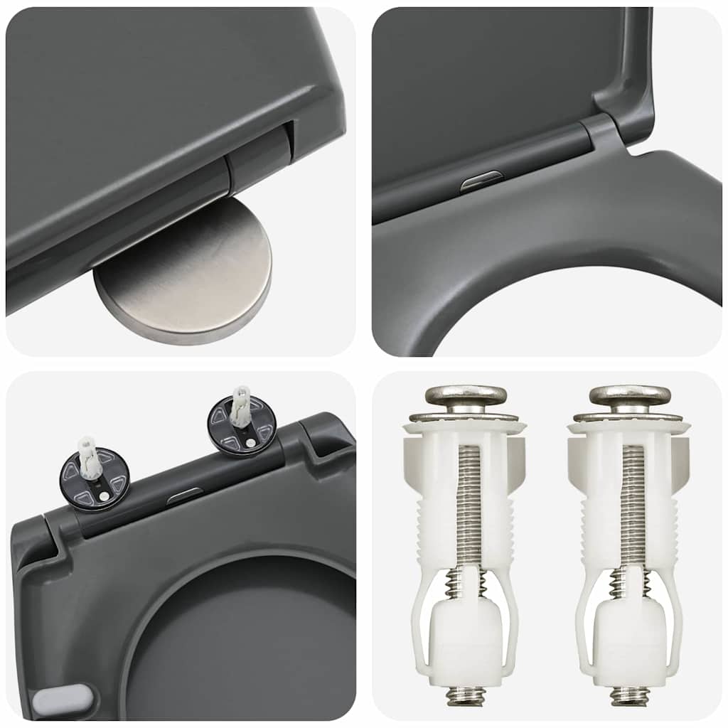 Schnellverschluss-WC-Sitz Anthrazit 44,8 x 37,3 x 4,2 cm