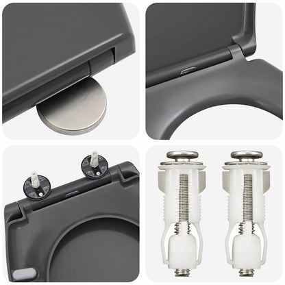 Schnellverschluss-WC-Sitz Anthrazit 44,8 x 37,3 x 4,2 cm