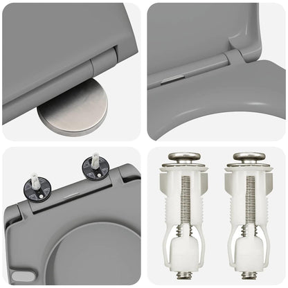 Schnellverschluss-WC-Sitz Grau 44,8 x 37,3 x 4,2 cm Duroplast