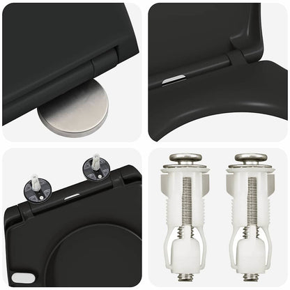 Schnellverschluss-WC-Sitz Schwarz 44,8 x 37,3 x 4,2 cm