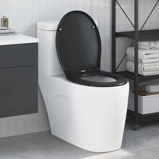 Schnellverschluss-WC-Sitz Schwarz 44,8 x 37,3 x 4,2 cm