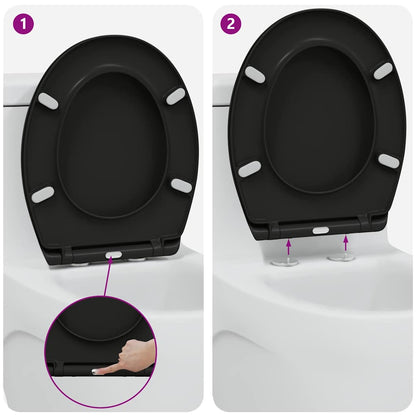 Schnellverschluss-WC-Sitz Schwarz 44,8 x 37,3 x 4,2 cm