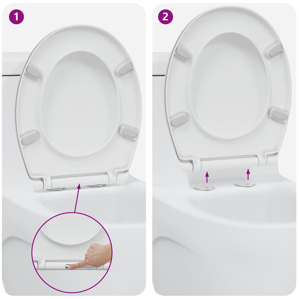 Schnellverschluss-WC-Sitz Weiß 44,8 x 37,3 x 4,2 cm Duroplast