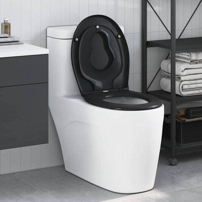 Schnellverschluss-WC-Sitz Schwarz 44.5 x 37.3 x 4.3 cm