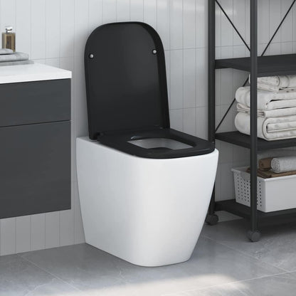 Schnellverschluss-WC-Sitz Schwarz 44,5 x 35 x 3,6 cm Duroplast