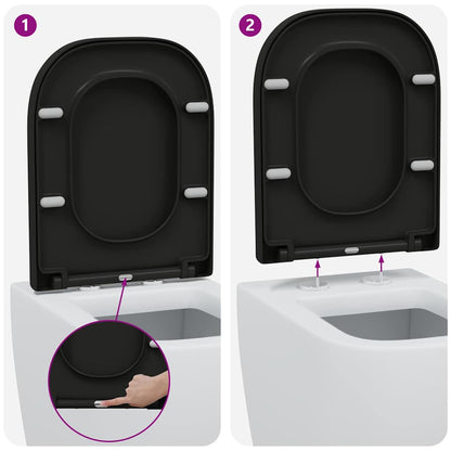 Schnellverschluss-WC-Sitz Schwarz 44,5 x 35 x 3,6 cm Duroplast