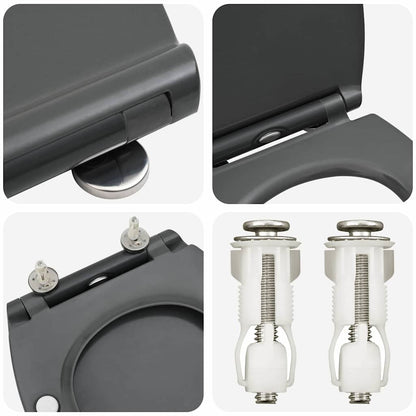 Schnellverschluss-WC-Sitz Anthrazit 45.5 x 37.5 x 3.8 cm