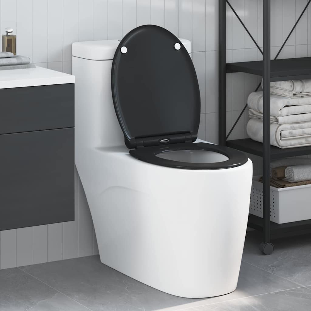 Schnellverschluss-WC-Sitz Schwarz 45.5 x 37.5 x 3.8 cm