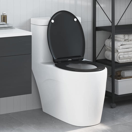 Schnellverschluss-WC-Sitz Schwarz 45.5 x 37.5 x 3.8 cm