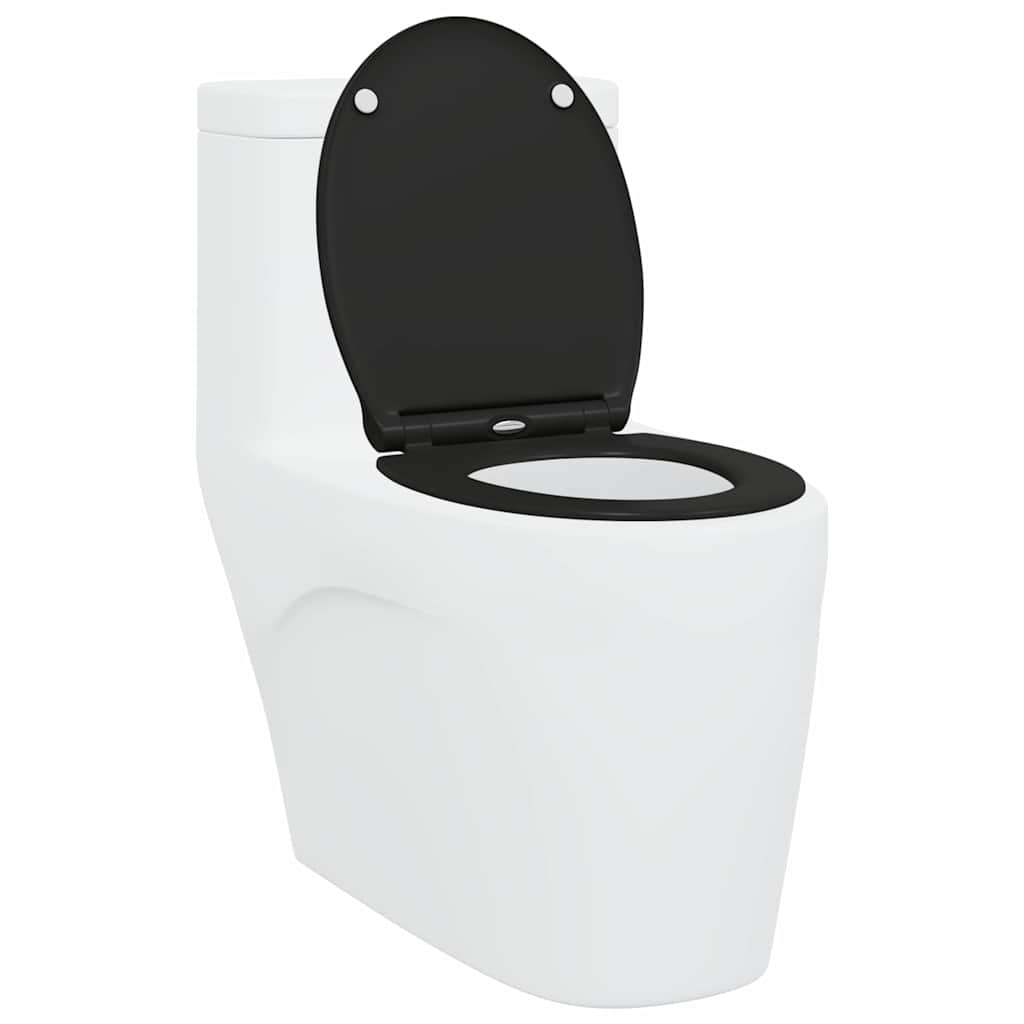 Schnellverschluss-WC-Sitz Schwarz 45.5 x 37.5 x 3.8 cm