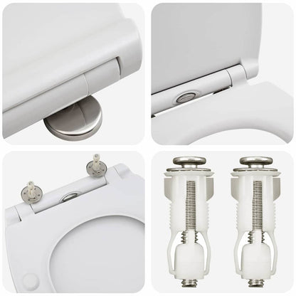 Schnellverschluss-WC-Sitz Weiß 45.5 x 37.5 x 3.8 cm Duroplast
