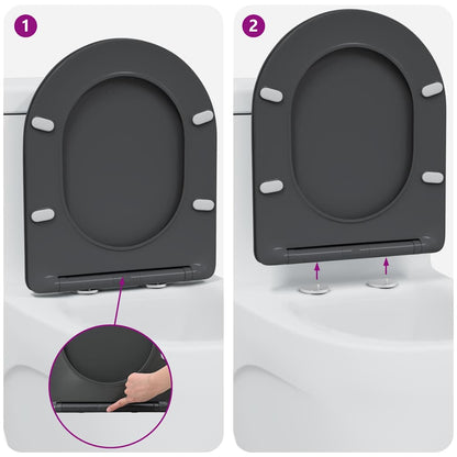 Schnellverschluss-WC-Sitz Anthrazit 44 x 36,4 x 3,4 cm
