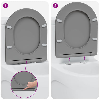 Schnellverschluss-WC-Sitz Grau 44 x 36,4 x 3,4 cm Duroplast