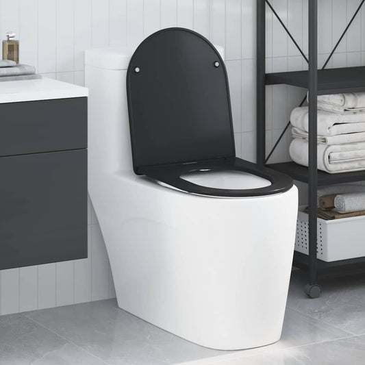 Schnellverschluss-WC-Sitz Schwarz 44 x 36,4 x 3,4 cm Duroplast