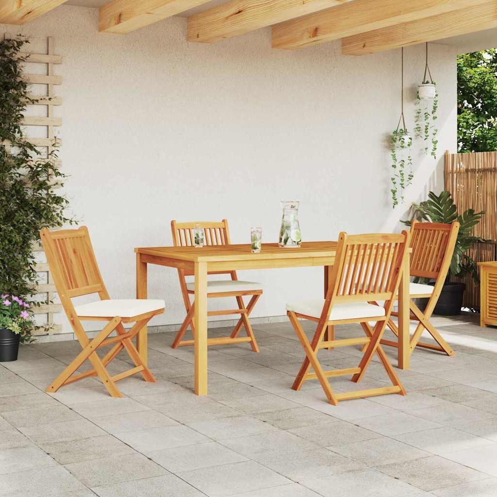Klappstuhl 4 pcs Weiß 49 x 57,5 x 92 cm Massivholz Akazie