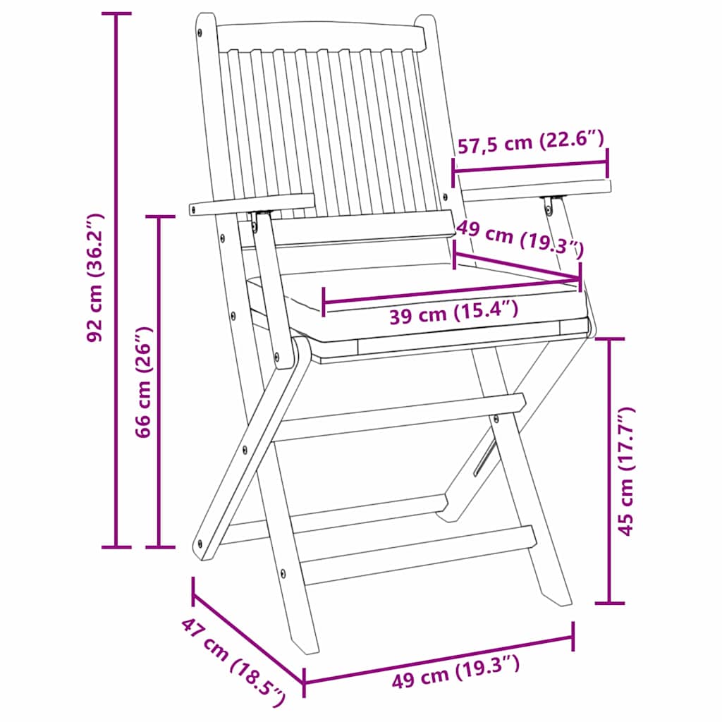 Klappstuhl 4 pcs Grau 49 x 57,5 x 92 cm Massivholz Akazie