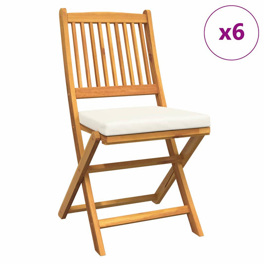 Klappstuhl 6 pcs Weiß 49 x 57,5 x 92 cm Massivholz Akazie