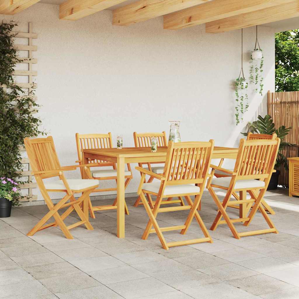 Klappstuhl 6 pcs Weiß 49 x 57,5 x 92 cm Massivholz Akazie