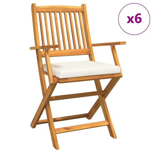 Klappstuhl 6 pcs Weiß 49 x 57,5 x 92 cm Massivholz Akazie