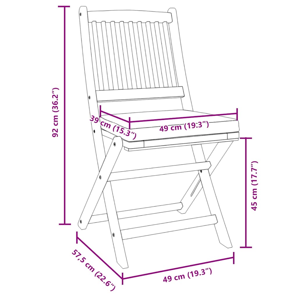 Klappstuhl 8 pcs Weiß 49 x 57,5 x 92 cm Massivholz Akazie