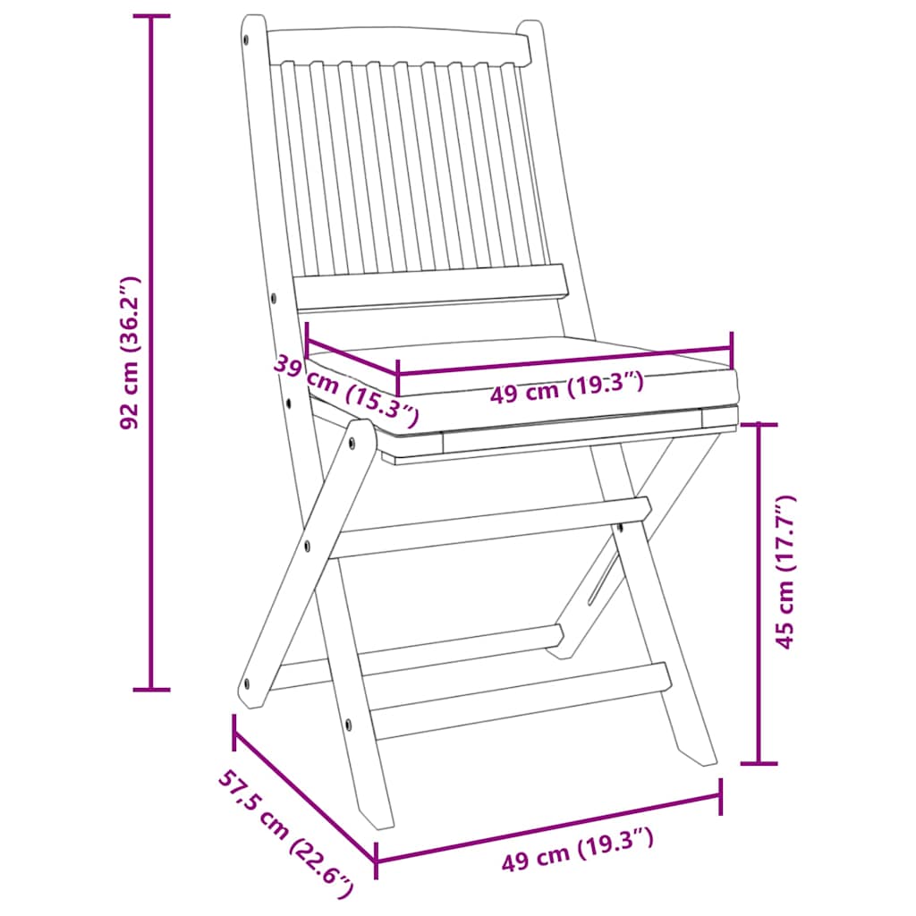 Klappstuhl 8 pcs Grau 49 x 57,5 x 92 cm Massivholz Akazie