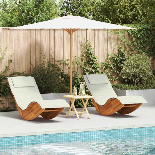 Sonnenliege 2 pcs Braun 60 x 154 x 74cm Massivholz Akazie