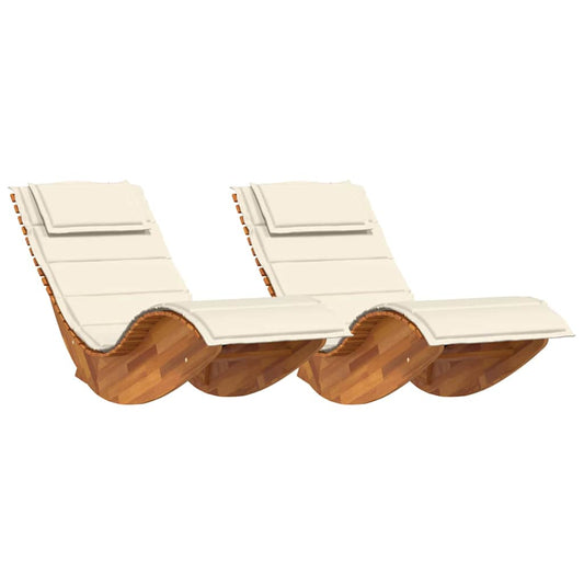 Sonnenliege 2 pcs Braun 60 x 154 x 74cm Massivholz Akazie