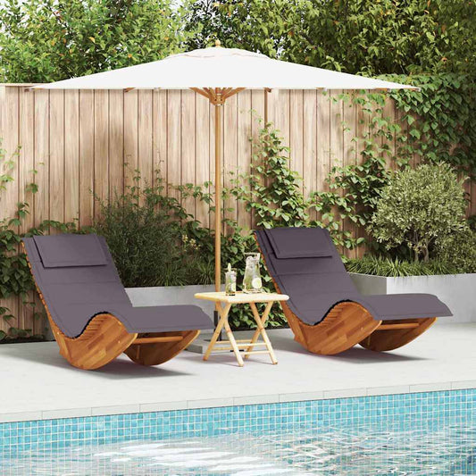Sonnenliege 2 pcs Braun 60 x 154 x 74cm Massivholz Akazie