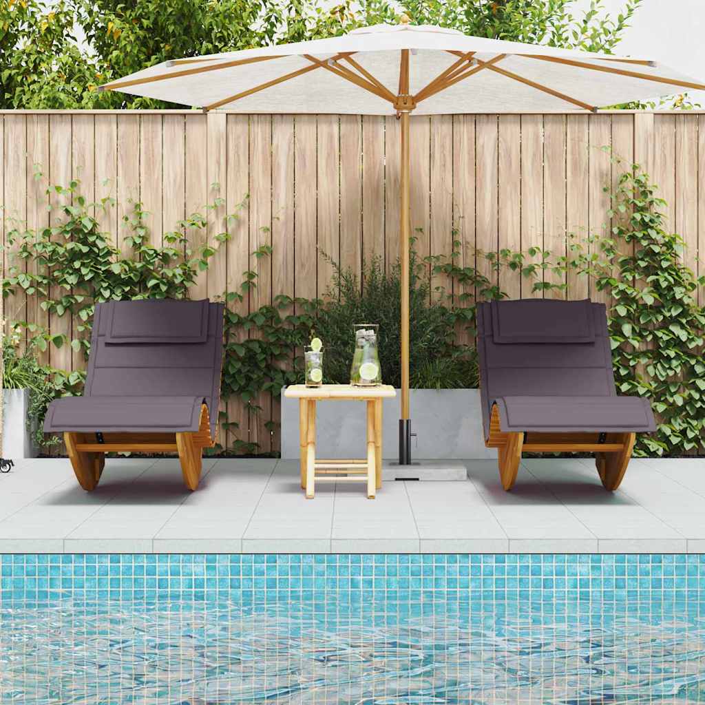 Sonnenliege 2 pcs Braun 60 x 154 x 74cm Massivholz Akazie
