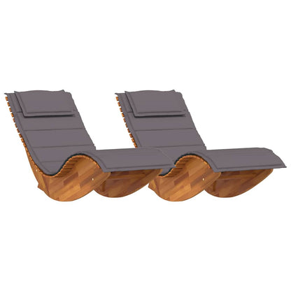 Sonnenliege 2 pcs Braun 60 x 154 x 74cm Massivholz Akazie