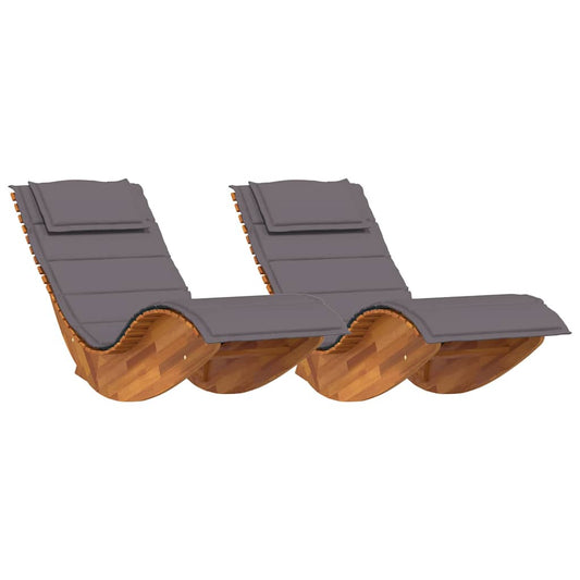Sonnenliege 2 pcs Braun 60 x 154 x 74cm Massivholz Akazie