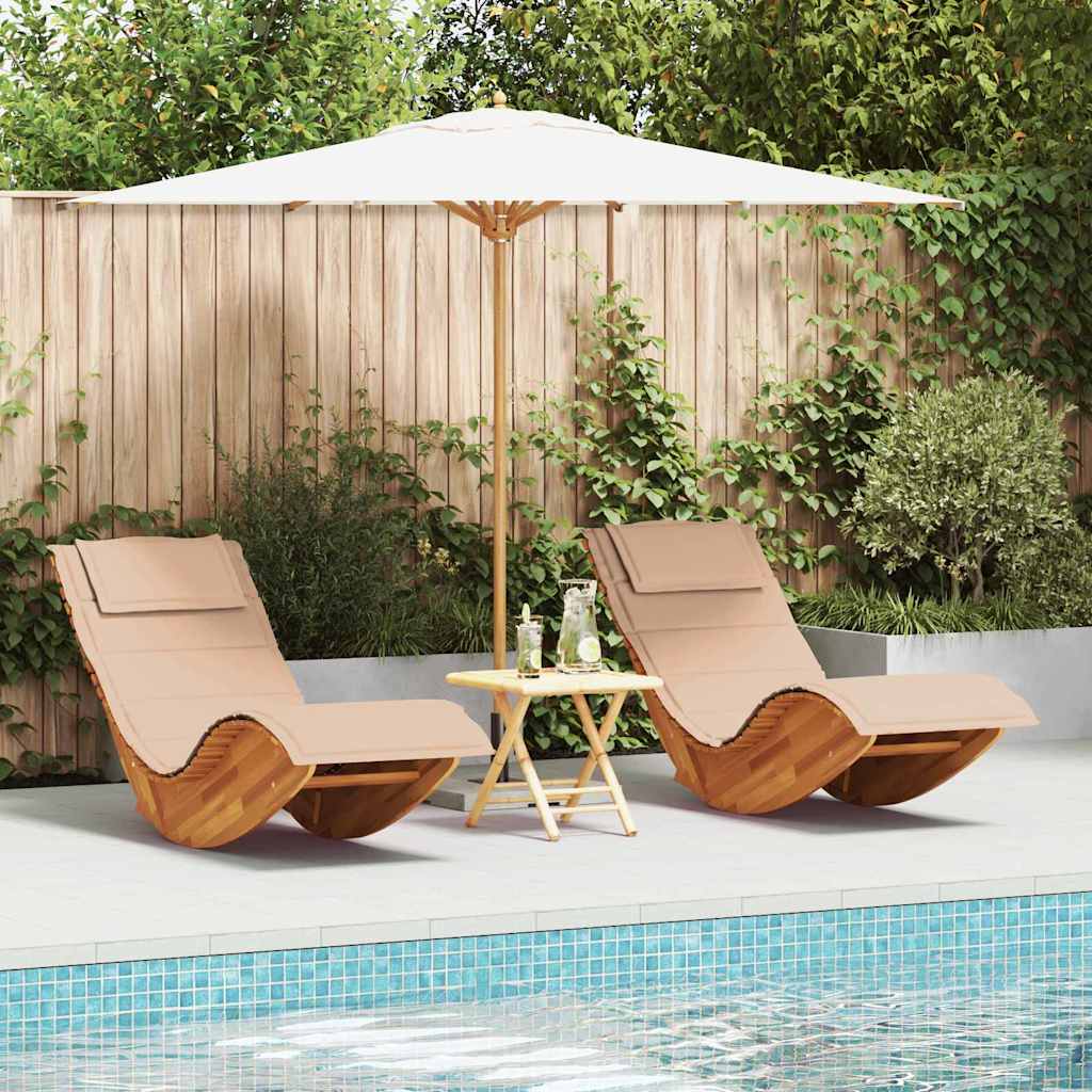 Sonnenliege 2 pcs Braun 60 x 154 x 74cm Massivholz Akazie