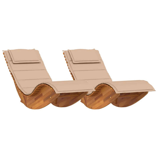 Sonnenliege 2 pcs Braun 60 x 154 x 74cm Massivholz Akazie