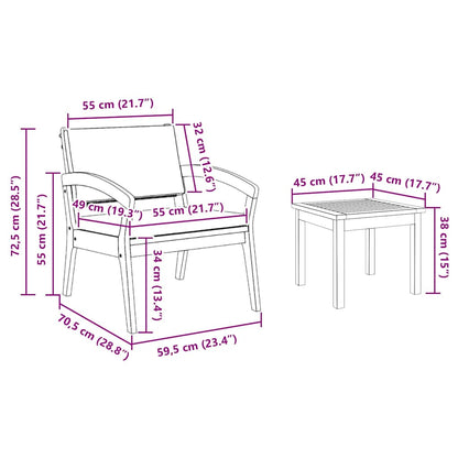 Bistrogarnitur 5 pcs Braun 45 x 45 x 38cm Massivholz Akazie