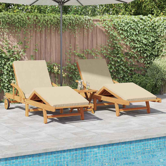 Sonnenliege 2 pcs Beige 200 x 67 x 84cm Massivholz Akazie