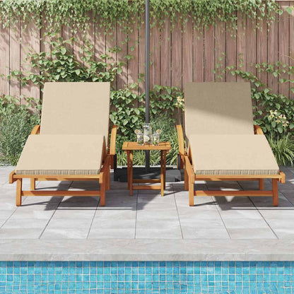 Sonnenliege 2 pcs Beige 200 x 67 x 84cm Massivholz Akazie