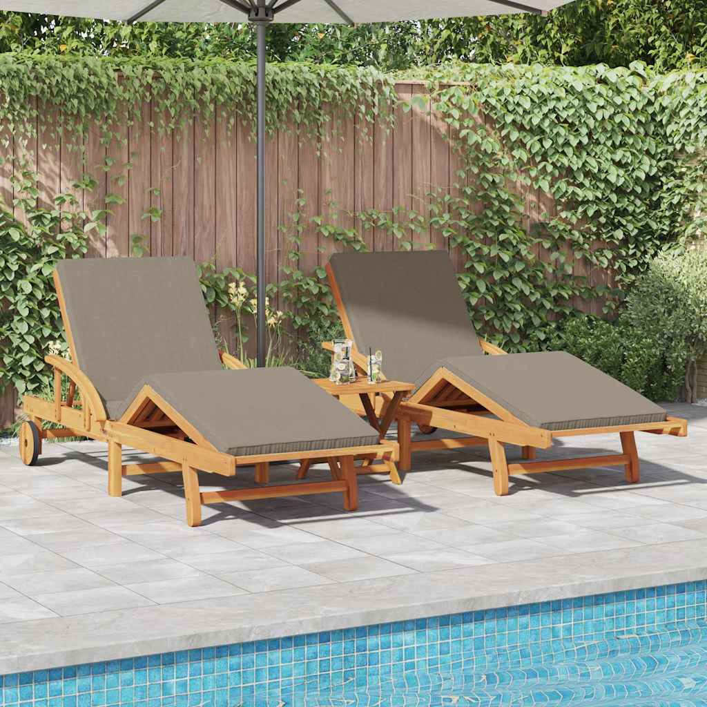 Sonnenliege 2 pcs Taupe 200 x 67 x 84cm Massivholz Akazie