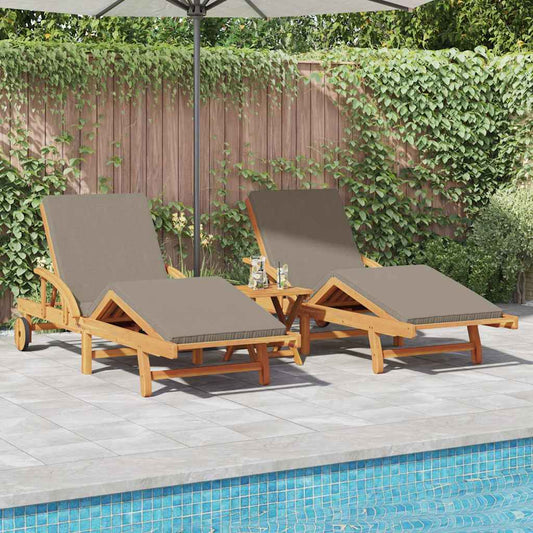 Sonnenliege 2 pcs Taupe 200 x 67 x 84cm Massivholz Akazie