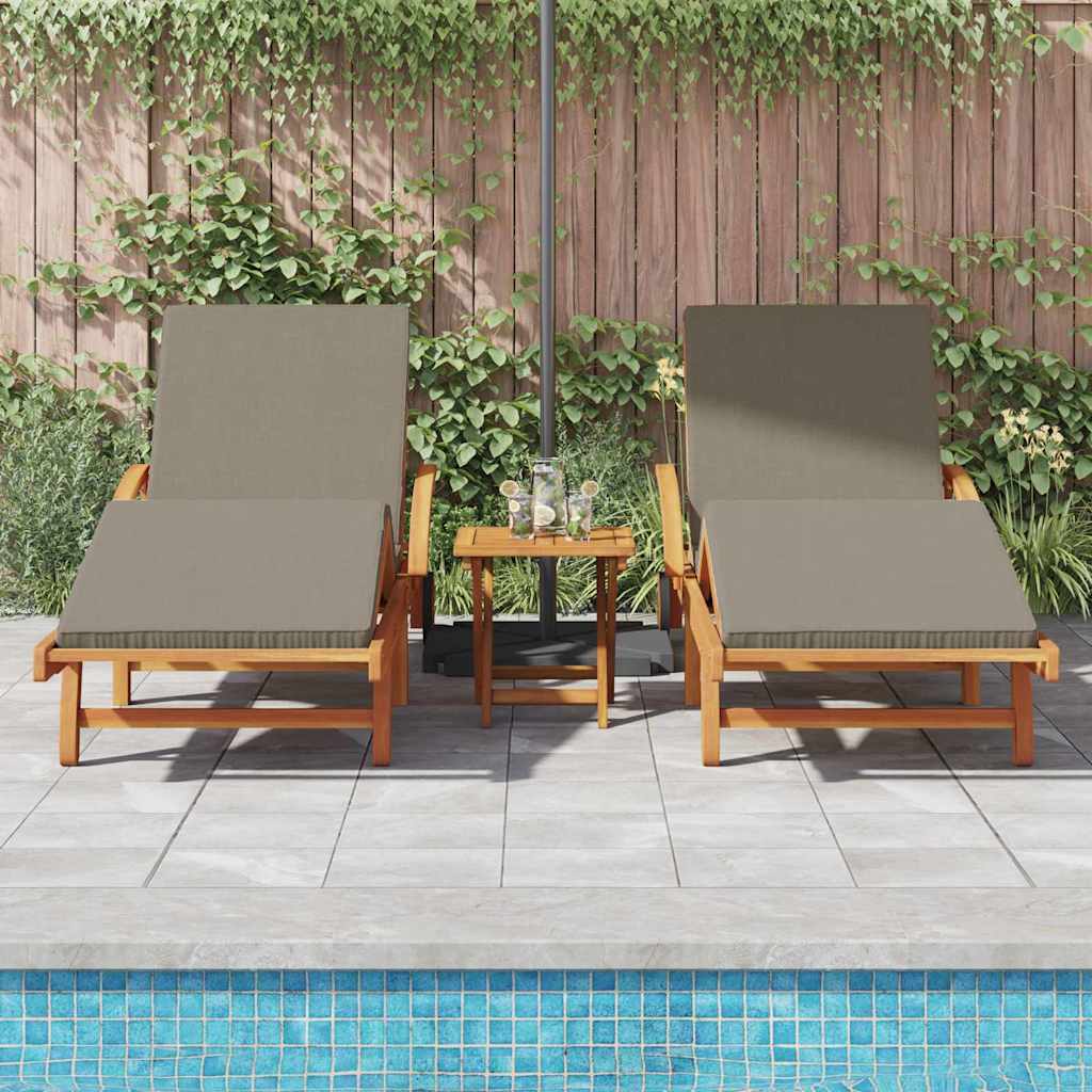 Sonnenliege 2 pcs Taupe 200 x 67 x 84cm Massivholz Akazie