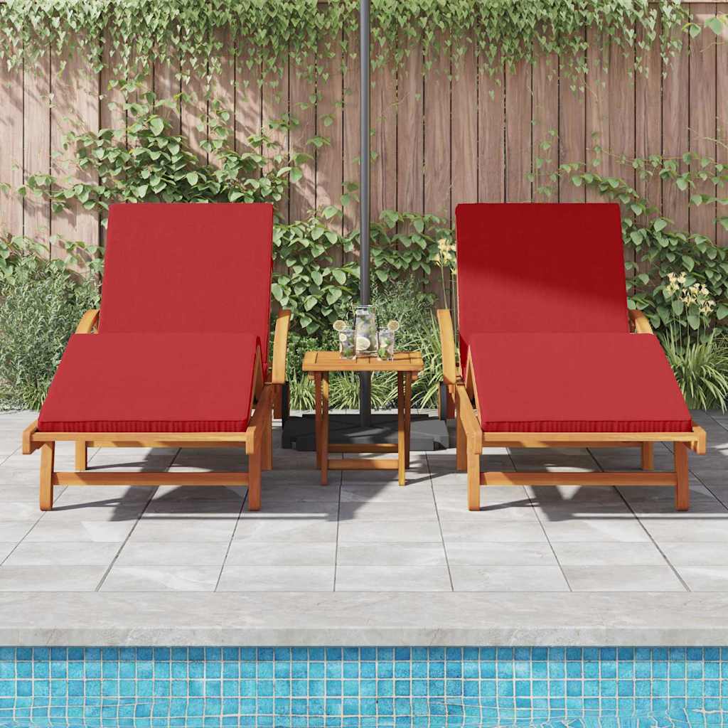 Sonnenliege 2 pcs Rot 200 x 67 x 84cm Massivholz Akazie